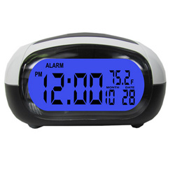 Talking Alarm Clock LCD Date Temp Travel 

Digital Backlight Tells Time Temp Black