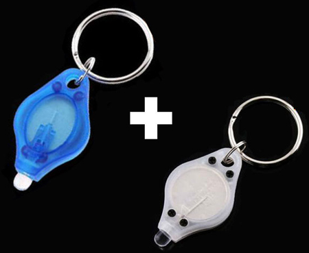 2x NEW Mini LED Light Torch 

Key Ring Flashlight Keychain Blue+ 

White